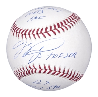 Mike Piazza Autographed and Inscribed Stat OML Manfred Baseball (MLB Authenticated & Fanatics)